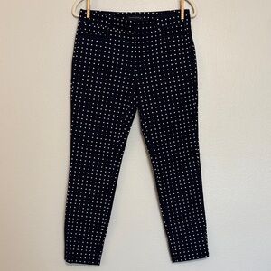 Banana Republic Sloane Skinny Fit Ankle Pants in Midnight Navy Polka Dot